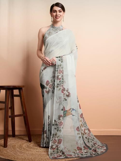 women printed casual wear saree with blouse - 21911839 - Very Small Image - 1