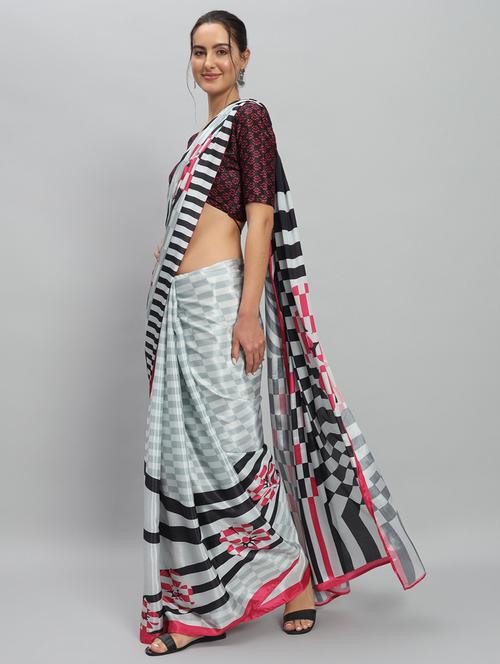 women printed casual wear saree with blouse - 21911862 - Very Small Image - 1
