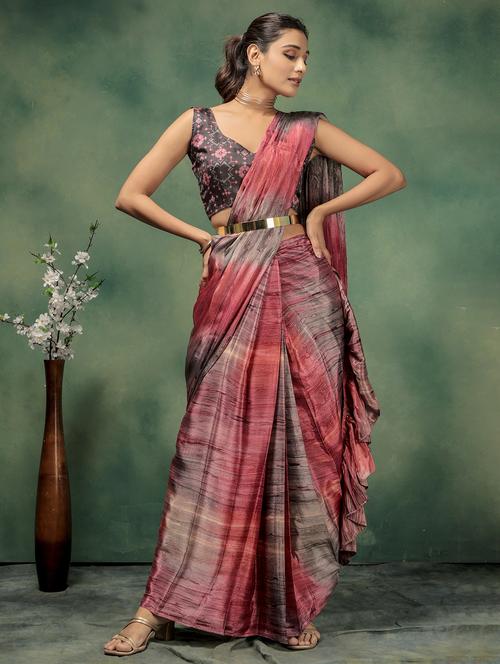 women printed ready to wear saree with blouse - 21911874 - Very Small Image - 1