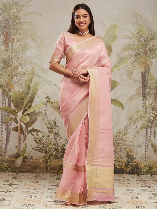 women solid with bordered ready to wear saree with blouse - 21911914 - Very Small Image - 1