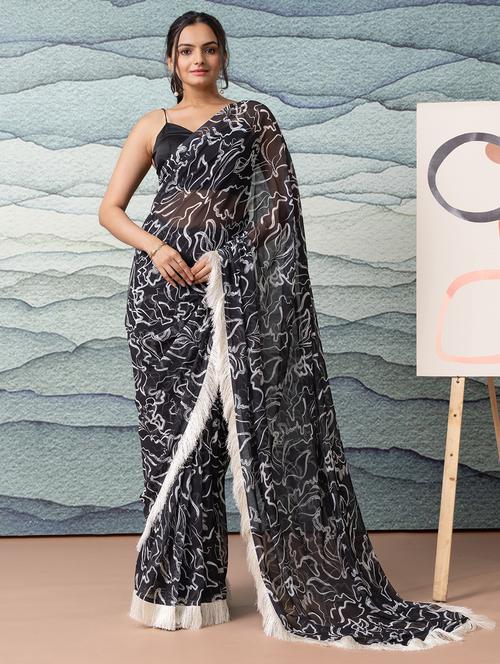 women printed ready to wear saree with blouse - 21911952 - Very Small Image - 1