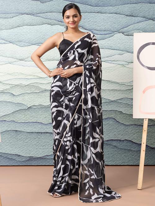 women printed ready to wear saree with blouse - 21911953 - Very Small Image - 1