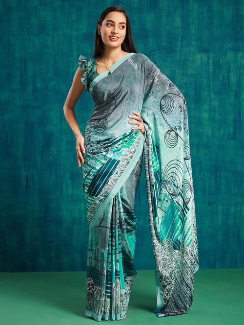women printed casual wear saree with blouse - 21912004 - Very Small Image - 1