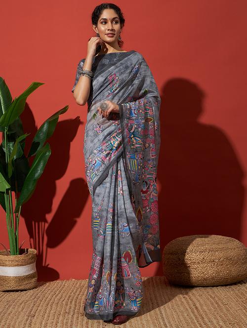 women printed casual wear saree with blouse - 21912106 - Very Small Image - 1