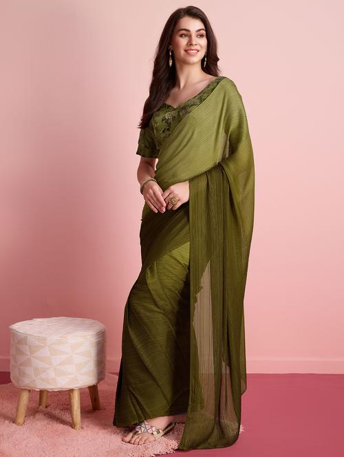 women ombre printed ready to wear saree with blouse - 21912258 - Very Small Image - 1