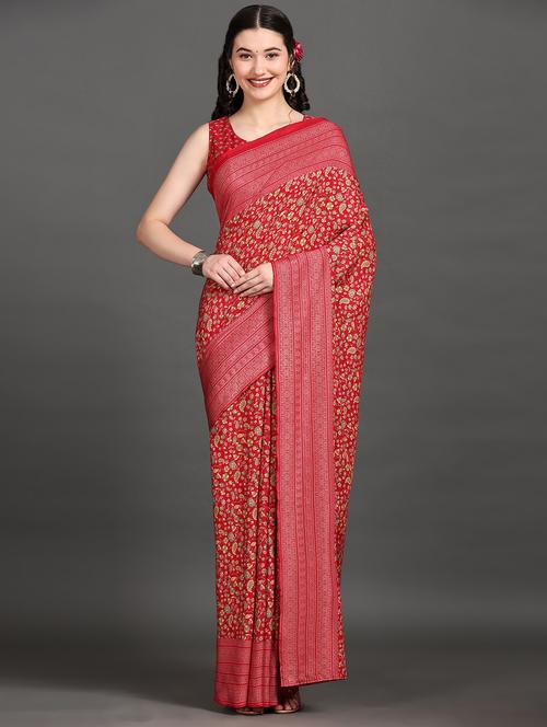 women printed casual wear saree with blouse - 21912274 - Very Small Image - 1