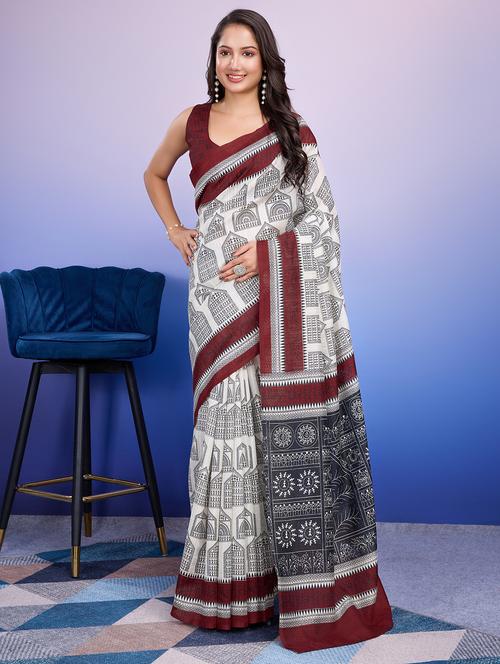 women printed casual wear saree with blouse - 21912328 - Very Small Image - 1