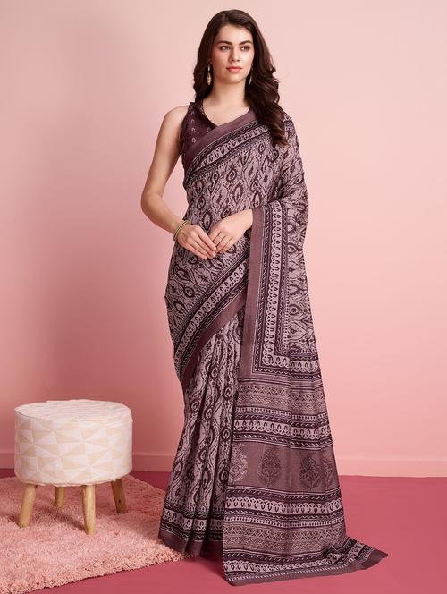 women printed casual wear saree with blouse - 21912335 - Very Small Image - 1