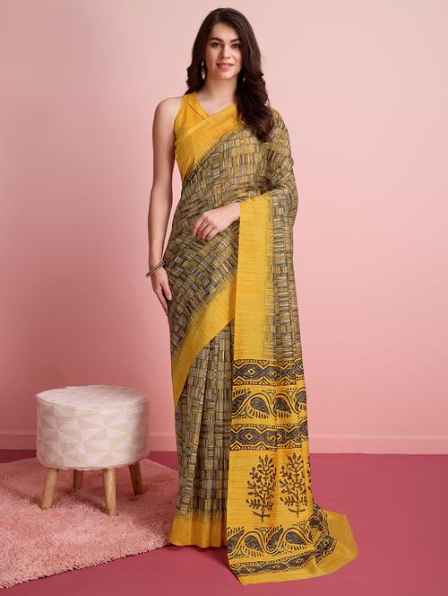 women printed casual wear saree with blouse - 21912342 - Very Small Image - 1