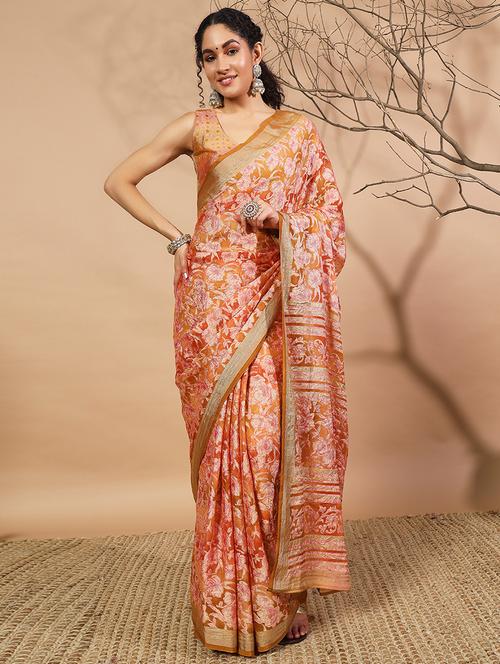 women printed casual wear saree with blouse - 21912353 - Very Small Image - 1
