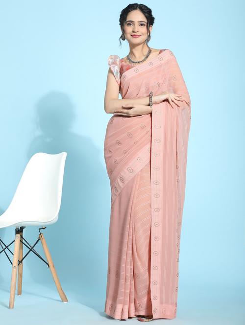 women printed casual wear saree with blouse - 21912383 - Very Small Image - 1