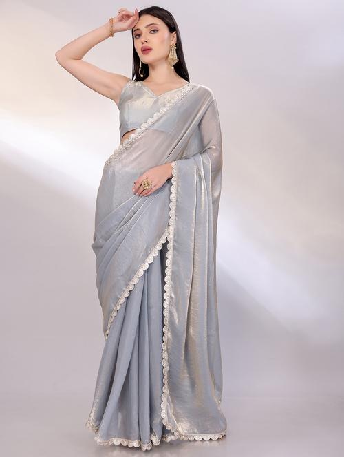 women solid embellished saree with blouse - 21912547 - Very Small Image - 1
