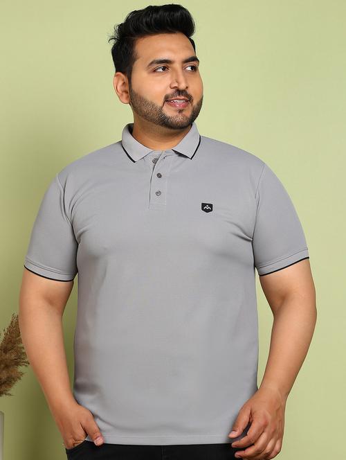 men plus size solid short sleeve polo t-shirt - 21913999 - Very Small Image - 1