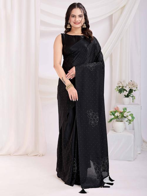 women solid with work embellished saree with blouse - 21916243 - Very Small Image - 1
