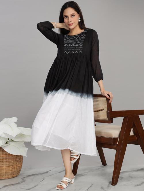 women embroidered round neck fit & flare ethnic dress - 21916487 - Very Small Image - 1