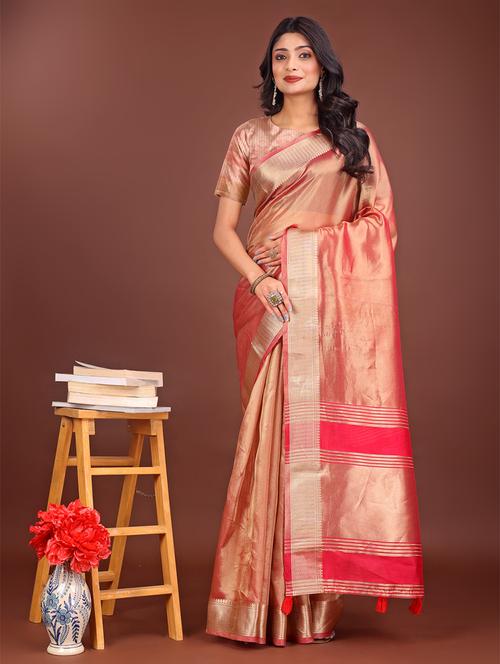 women solid with bordered saree with blouse - 21916532 - Very Small Image - 1
