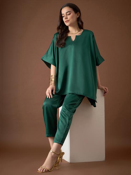women solid kaftan top and trouser co-ord set - 21917415 - Very Small Image - 1