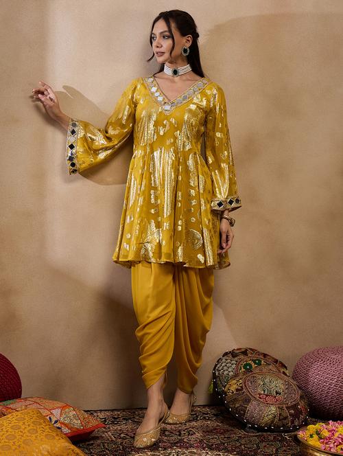 women self design long sleeve kurta salwar set - 21917528 - Very Small Image - 1