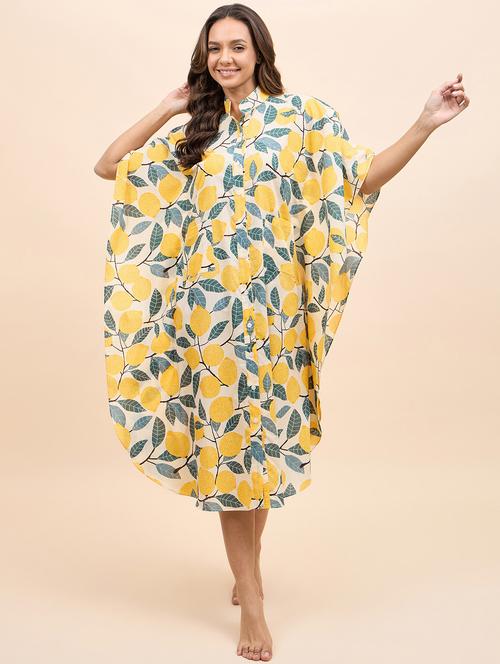 women printed kimono sleeves nighty - 21917723 - Very Small Image - 1