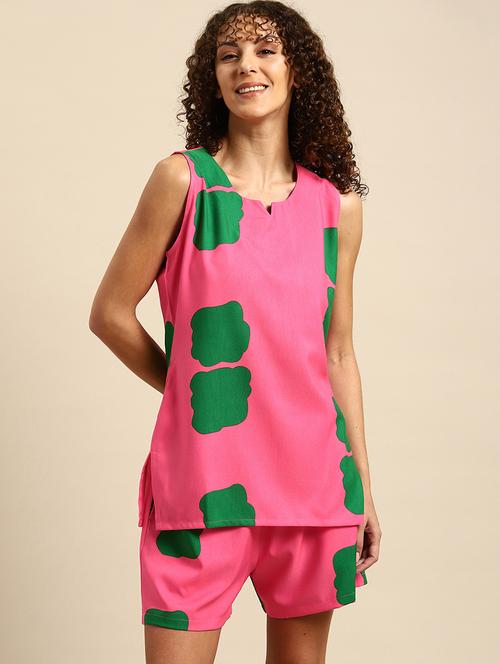 women printed nightwear shorts set - 21917798 - Very Small Image - 1