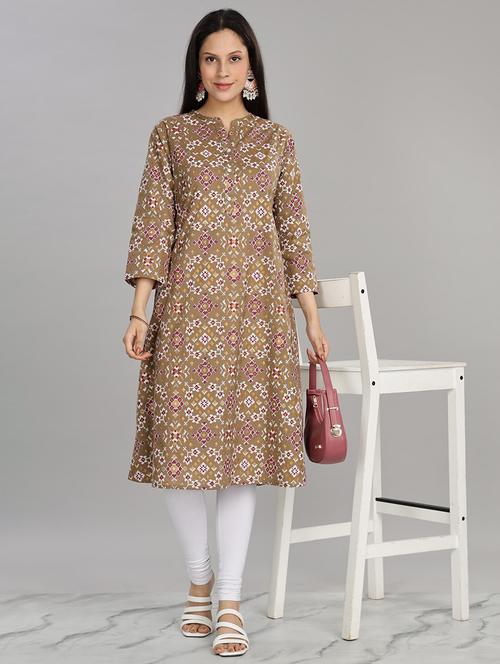 women three quarter sleeve a-line kurta - 21917815 - Very Small Image - 1