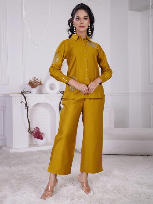 women mustard long sleeve ethnic co-ord set - 21918358 - Very Small Image - 1