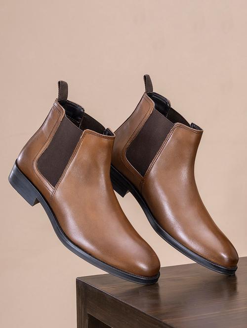 men brown slip on high ankle boot - 21919415 - Very Small Image - 1