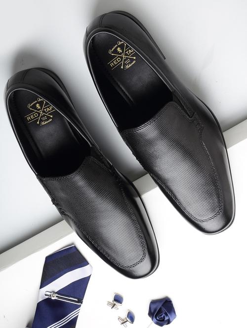 men black solid slip on formal shoes - 21919440 - Very Small Image - 1
