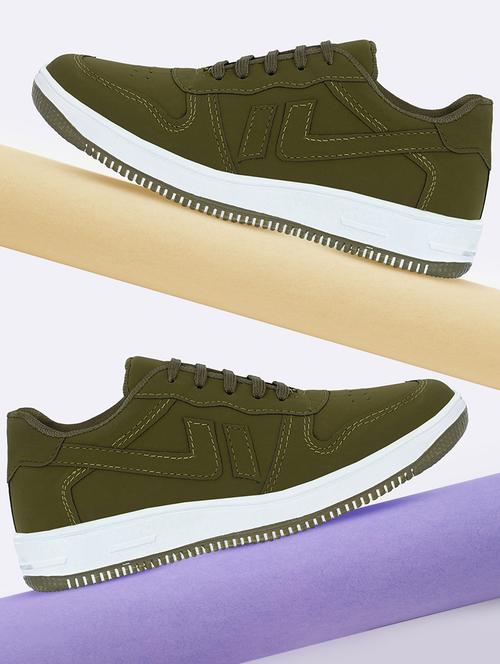 men olive solid lace up sneaker - 21920942 - Very Small Image - 1