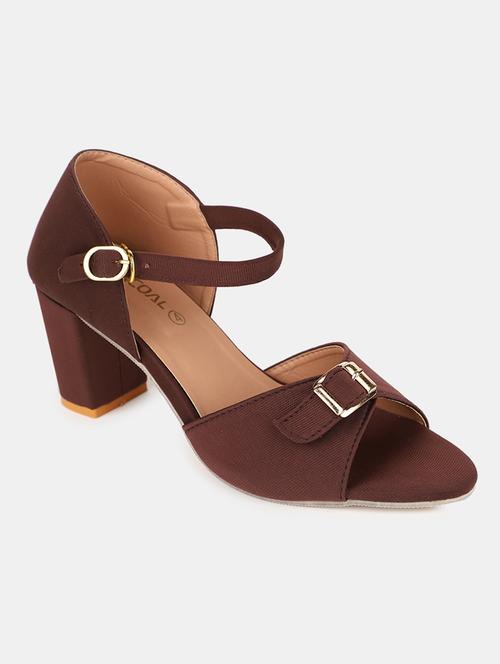 women brown ankle strap block heels - 21922676 - Very Small Image - 1