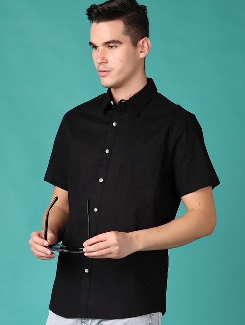 men solid collared short sleeves casual shirt - 21922793 - Very Small Image - 1