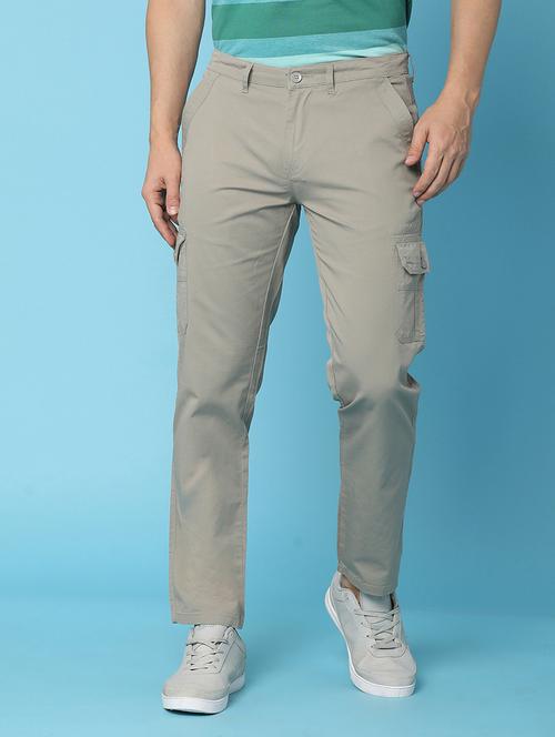 men grey solid mid rise cargo - 21922868 - Very Small Image - 1