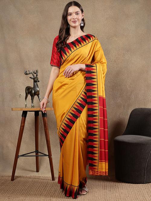 women yellow bhagalpuri silk saree with blouse - 21922928 - Very Small Image - 1