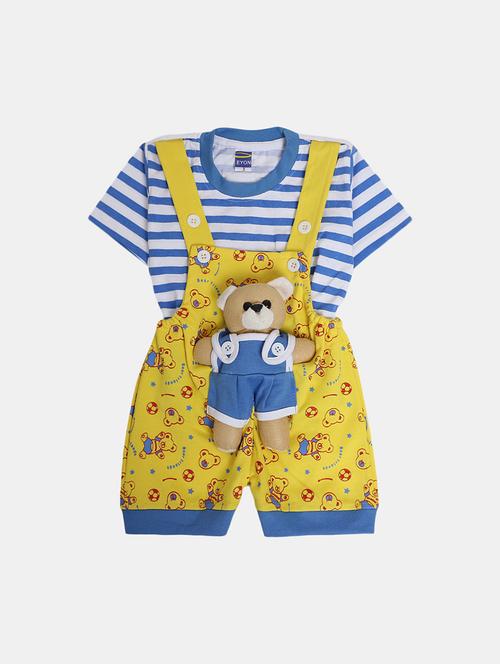 kids printed t-shirt with dungree set - 21922945 - Very Small Image - 1