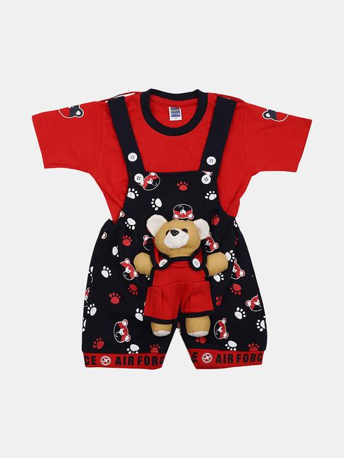 kids printed t-shirt with dungree set - 21922947 - Very Small Image - 1