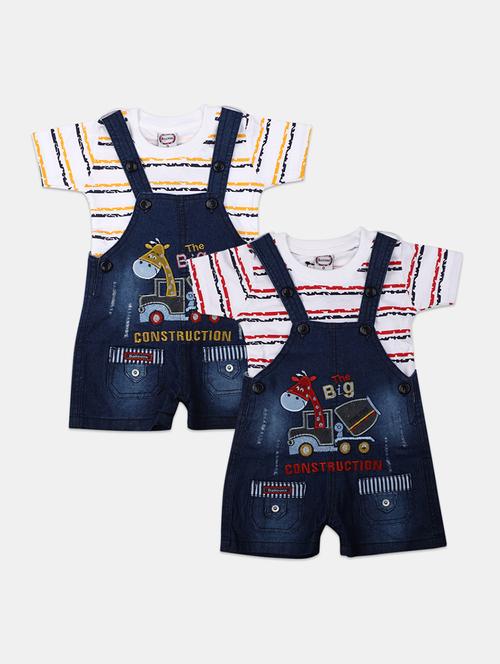 kids printed t-shirt with dungree set - 21922954 - Very Small Image - 1