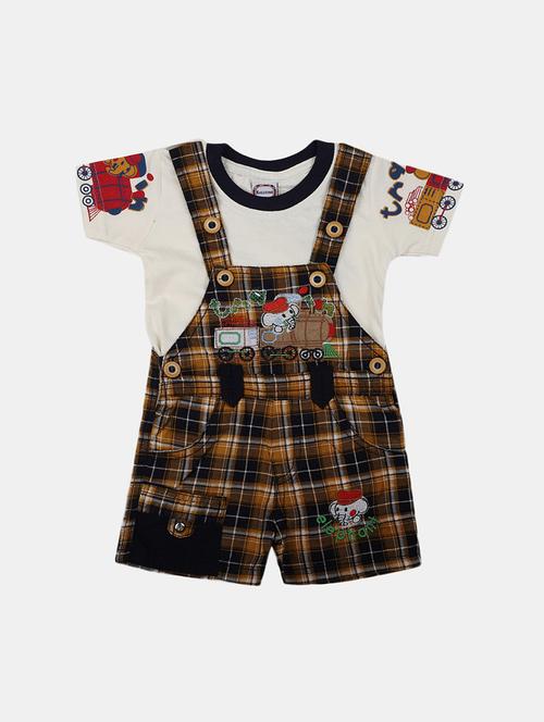 kids checkered t-shirt with dungree set - 21922955 - Very Small Image - 1