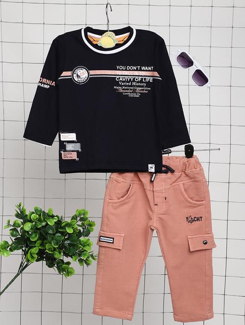 kids printed long sleeves t-shirt & trouser set - 21923044 - Very Small Image - 1