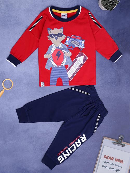 kids printed t-shirt & jogger full length set - 21923064 - Very Small Image - 1