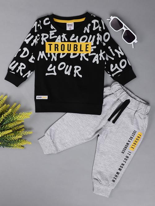 kids printed t-shirt & jogger full length set - 21923065 - Very Small Image - 1