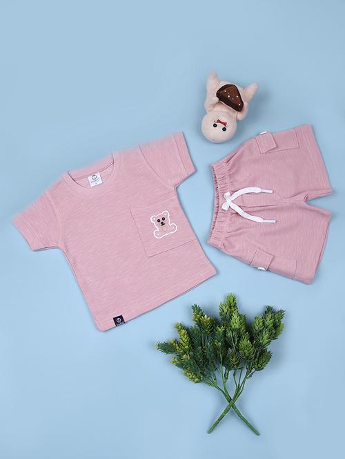 kids solid t-shirt and shorts co-ord set - 21923118 - Very Small Image - 1