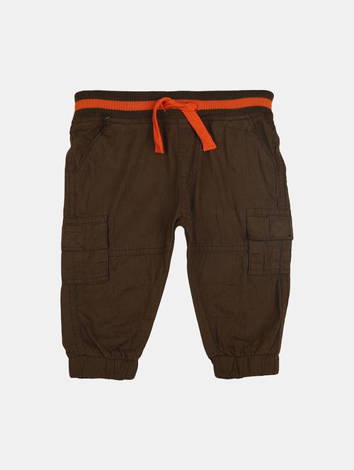 kids brown solid mid rise jogger - 21923293 - Very Small Image - 1