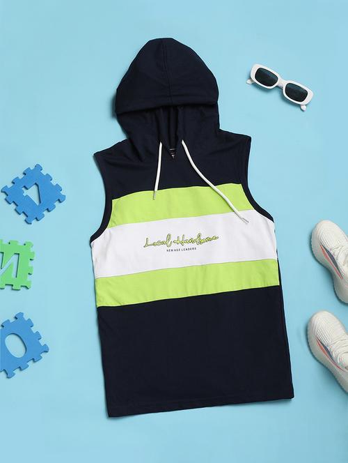 kids color blocked sleeveless hooded t-shirt - 21923462 - Very Small Image - 1