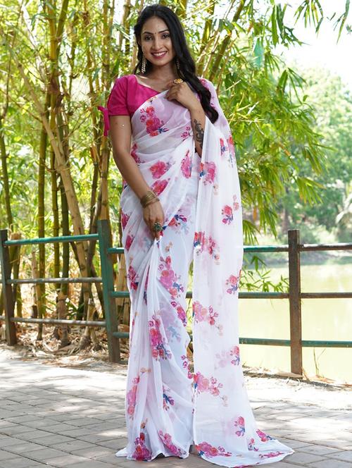 women floral printed saree with blouse - 21924024 - Very Small Image - 1