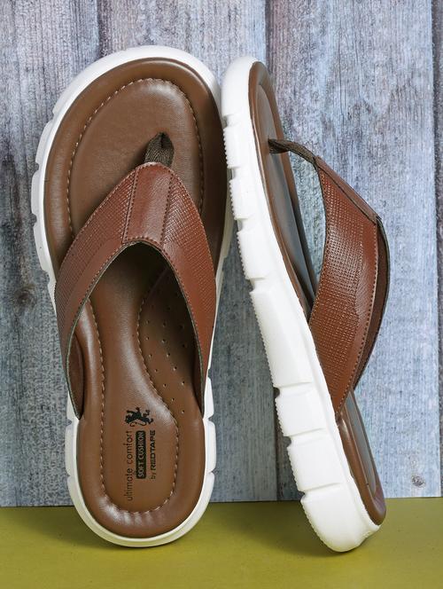 men brown solid slip on sandal - 21924199 - Very Small Image - 1