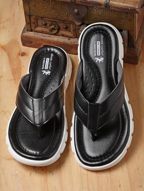 men black solid slip on sandal - 21924256 - Very Small Image - 1