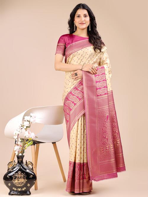 women self design banarasi saree with blouse - 21924603 - Very Small Image - 1