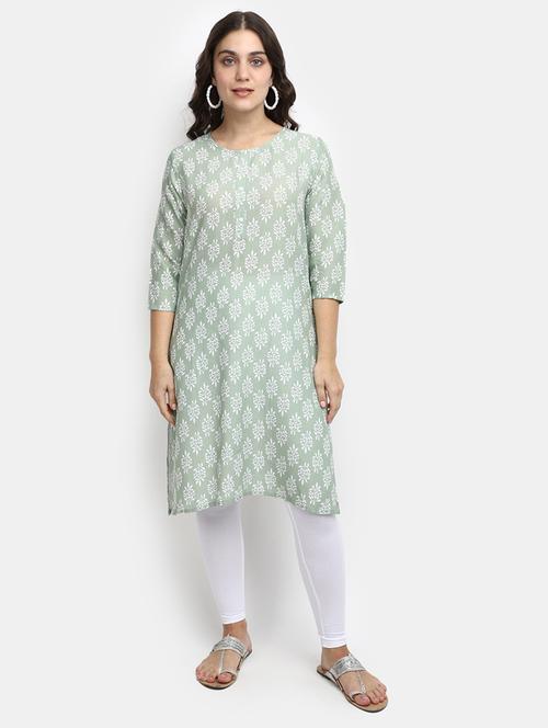 women three quarter sleeve straight kurta - 21924630 - Very Small Image - 1