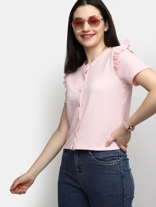 women solid round neck crop top - 21925157 - Very Small Image - 1