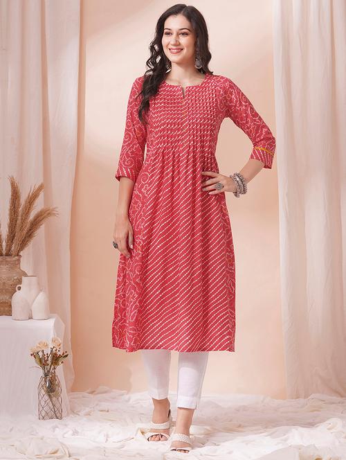 women three quarter sleeve a-line kurta - 21925765 - Very Small Image - 1
